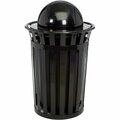 Global Industrial Outdoor Slatted Steel Trash Can With Dome Lid, 36 Gallon, Black 261944BK